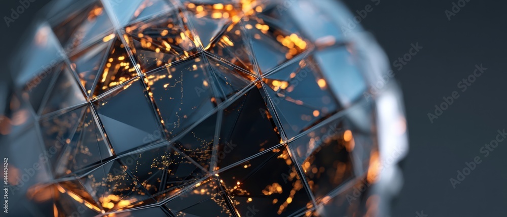 Abstract design featuring geometric shapes and luminous elements, creating a futuristic visual effect.