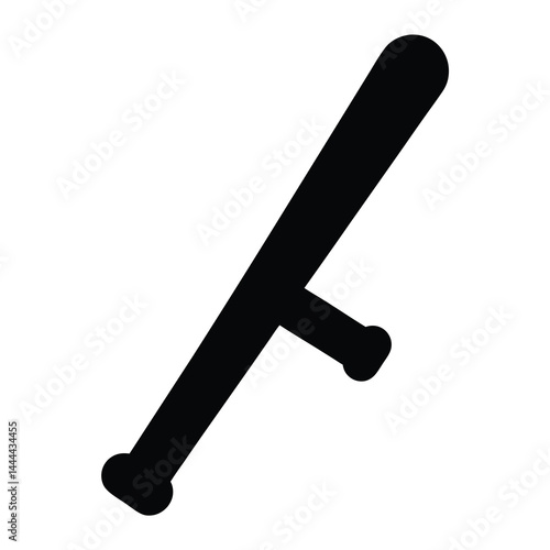 Silhouette of a black police baton or truncheon for law enforcement
