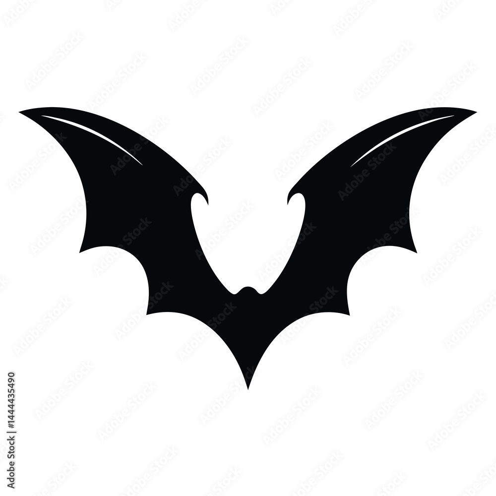 Fototapeta premium Simple black silhouette of bat wings, perfect for Halloween decoration and crafts