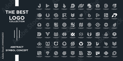 Mega logos collection, Abstract letter design concept for branding. Future shape logo usable for business, corporate and technology.