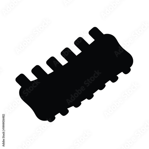 Black and white silhouette of barbecued ribs, a tasty meat dish