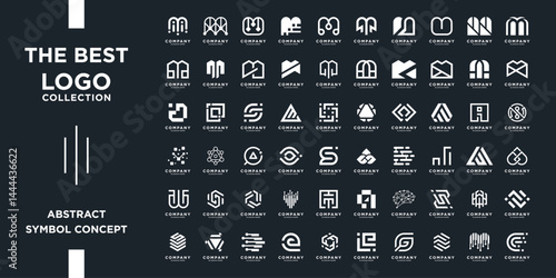 Mega logos collection, Abstract letter design concept for branding. Future shape logo usable for business, corporate and technology.