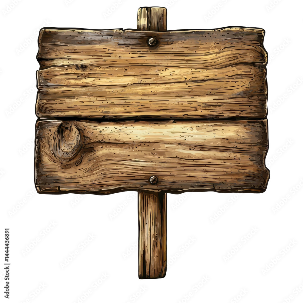 Wooden sign isolated on a white background. cutout png