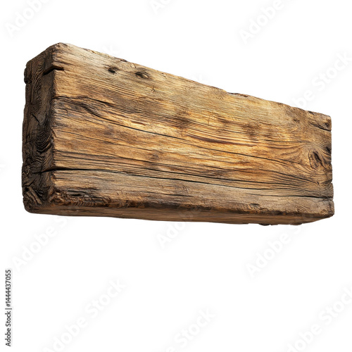 Obraz na płótnie Floating wooden sign in mid-air, rustic texture, isolated on a white background. cutout png w salonie