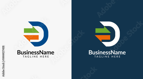 Modern logo design with letter d and arrow icon bar candlestick for trading, investment, finance, statistic, accounting or marketing business