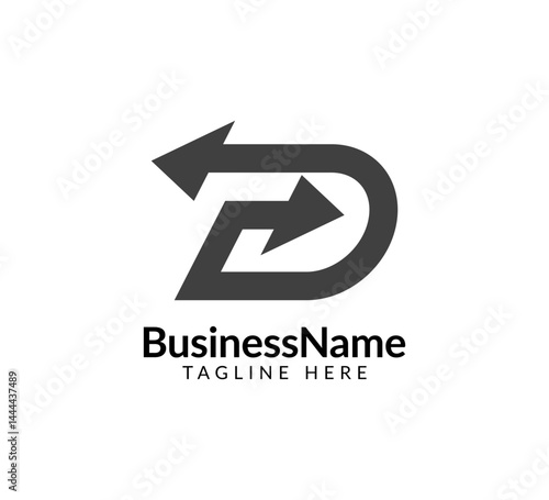 Modern logo design with letter d and arrow icon bar candlestick for trading, investment, finance, statistic, accounting or marketing business
