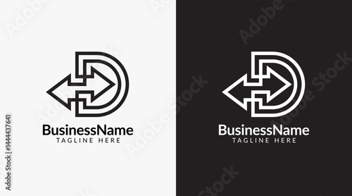 Modern logo design with letter d and arrow icon bar candlestick for trading, investment, finance, statistic, accounting or marketing business