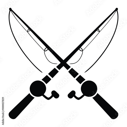 Two Fishing rod with reel on white background illustration