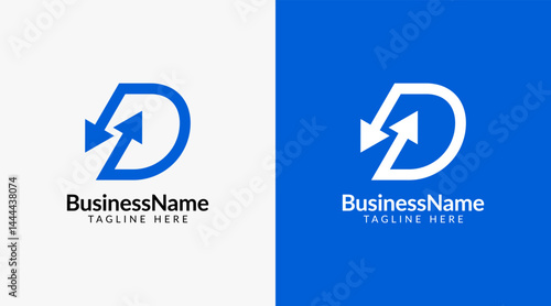 Modern logo design with letter d and arrow icon bar candlestick for trading, investment, finance, statistic, accounting or marketing business
