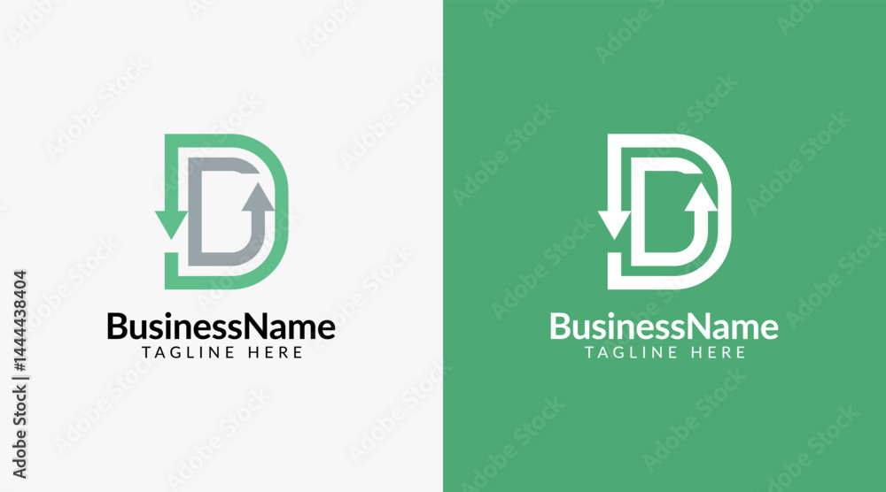Obraz premium Modern logo design with letter d and arrow icon bar candlestick for trading, investment, finance, statistic, accounting or marketing business