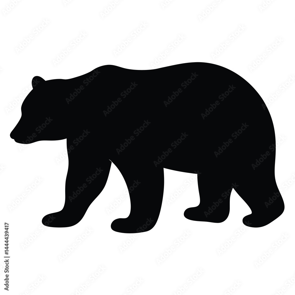 Fototapeta premium Silhouette of a large bear walking on a plain white background