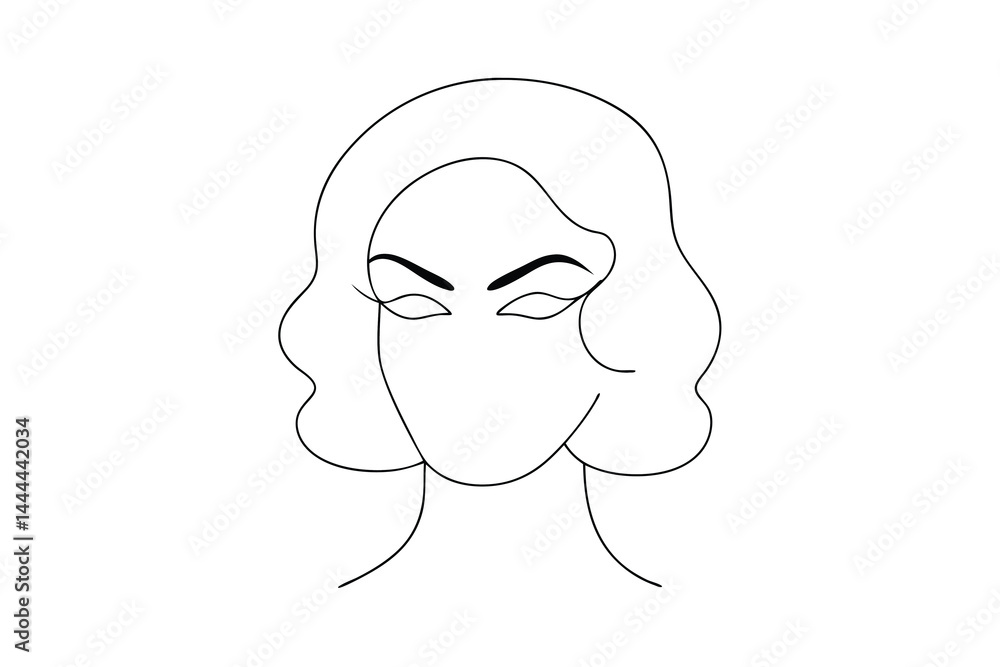 Minimalist woman portrait with wavy hair outline style illustration design Minimalist woman portrait with wavy hair outline style illustration design