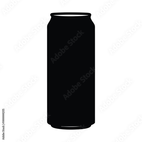 Simple black silhouette drawing of a tall aluminum can for drinks