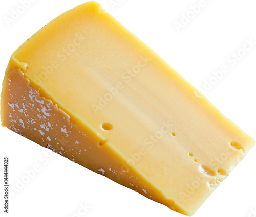 Freshly Cut Cheese Block Isolated on Transparent Background for Food Packaging and Culinary Use
