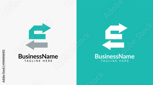 Modern logo mark with letter e and arrow icon bar candlestick for trading, investment, finance, statistic, accounting or marketing business