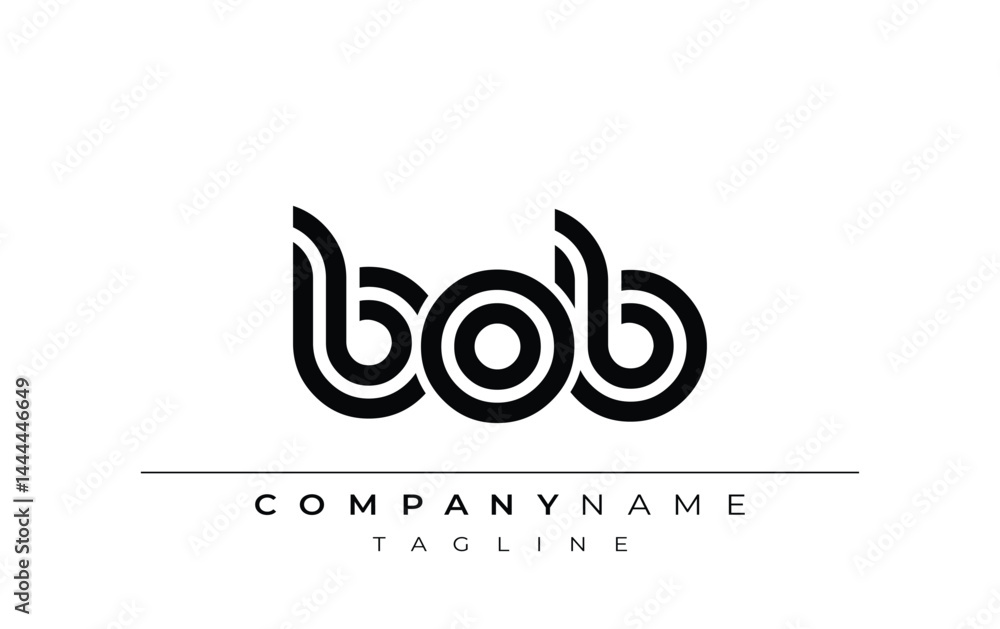 Fototapeta premium BOB Creative Unique Modern Letter Logo Design. Stylized logo featuring a unique letter design, presenting abstract minimalist aesthetics and modern appeal.