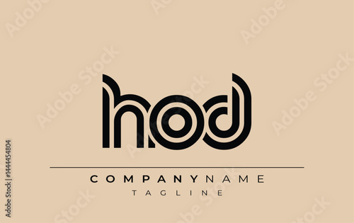 HOD Creative Unique Modern Letter Logo Design. Stylized logo featuring a unique letter design, presenting abstract minimalist aesthetics and modern appeal.