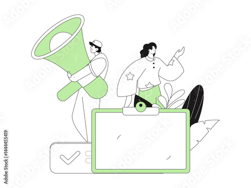 Notification announcement vector creative flat hand drawn illustration
