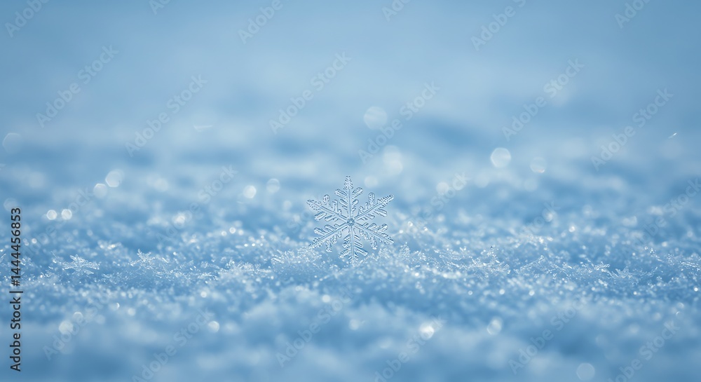 Obraz premium Snowflake Close-up on Snowy Surface Winter Season