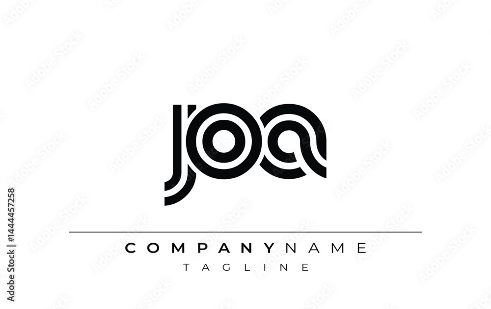 Fototapeta premium JOA Creative Unique Modern Letter Logo Design. Stylized logo featuring a unique letter design, presenting abstract minimalist aesthetics and modern appeal.