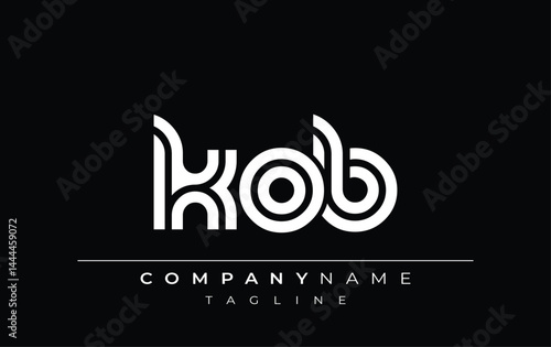 KOB Creative Unique Modern Letter Logo Design. Stylized logo featuring a unique letter design, presenting abstract minimalist aesthetics and modern appeal.