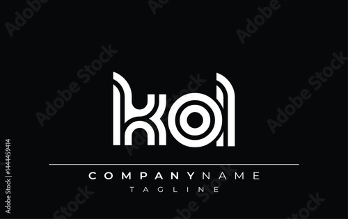 KOL Creative Unique Modern Letter Logo Design. Stylized logo featuring a unique letter design, presenting abstract minimalist aesthetics and modern appeal.