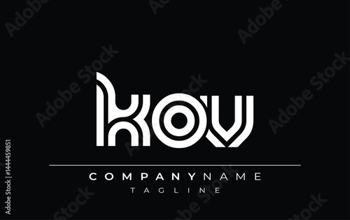KOV Creative Unique Modern Letter Logo Design. Stylized logo featuring a unique letter design, presenting abstract minimalist aesthetics and modern appeal.