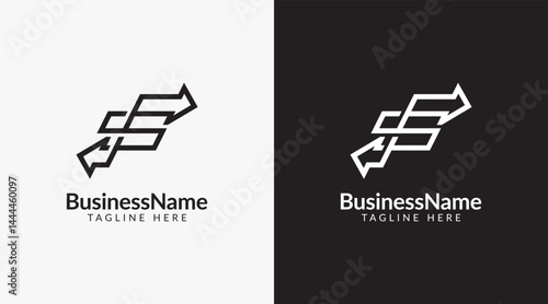 Modern logo mark with letter f and arrow icon bar candlestick for trading, investment, finance, statistic, accounting or marketing business