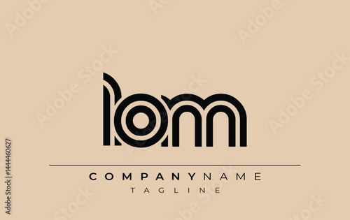 LOM Creative Unique Modern Letter Logo Design. Stylized logo featuring a unique letter design, presenting abstract minimalist aesthetics and modern appeal.