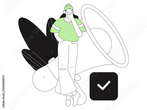 Notification announcement vector creative flat hand drawn illustration
