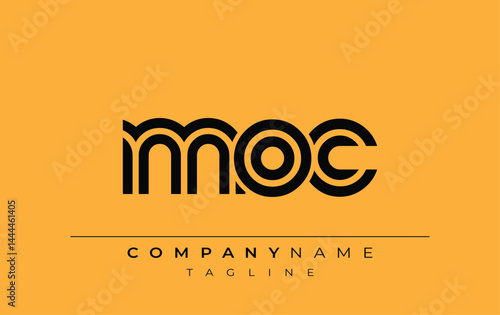 MOC Creative Unique Modern Letter Logo Design. Stylized logo featuring a unique letter design, presenting abstract minimalist aesthetics and modern appeal.