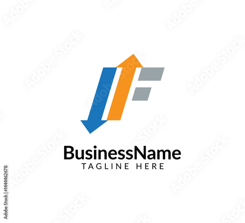 Free Download Modern logo mark with letter f and arrow icon bar candlestick for trading, investment, finance, statistic, accounting or marketing business - GFXLoad