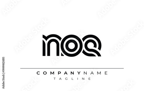 NOE Creative Unique Modern Letter Logo Design. Stylized logo featuring a unique letter design, presenting abstract minimalist aesthetics and modern appeal.