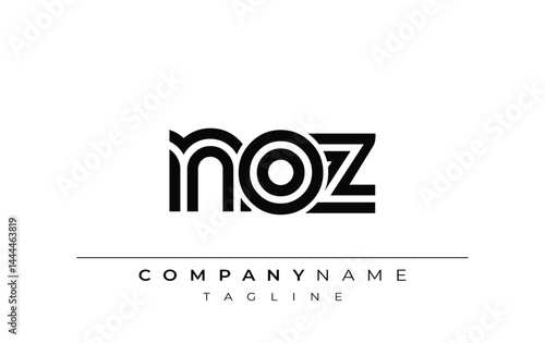 NOZ Creative Unique Modern Letter Logo Design. Stylized logo featuring a unique letter design, presenting abstract minimalist aesthetics and modern appeal.