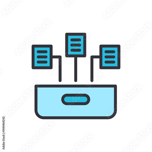 Data collection colored icons, minimalist vector illustration ,simple transparent graphic element .Isolated on white background