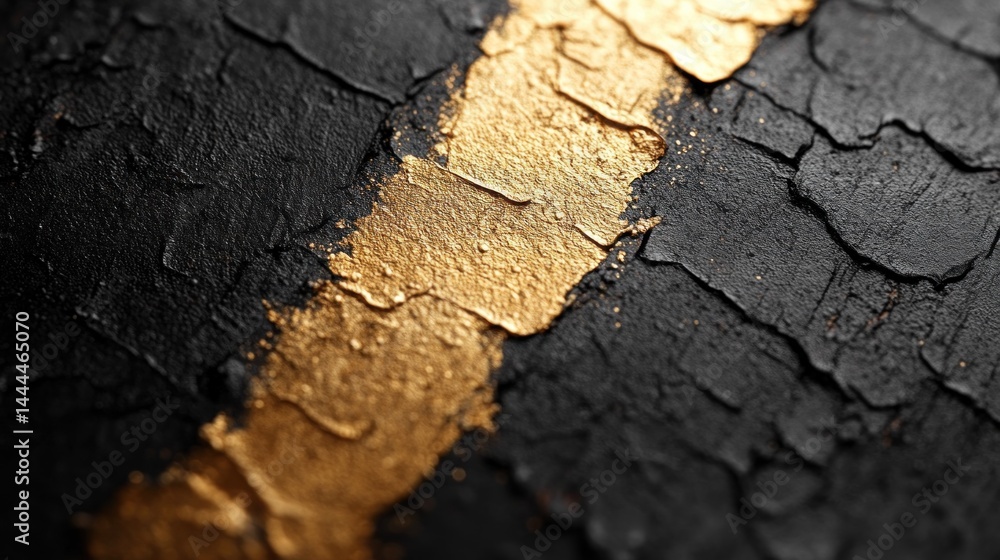 Abstract Gold and Black Textured Art: A Luxurious Contrast