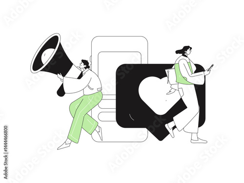 Notification announcement vector creative flat hand drawn illustration

