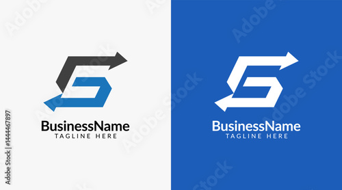 Modern logo mark with letter g and arrow icon bar candlestick for trading, investment, finance, statistic, accounting or marketing business