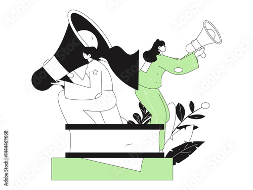 Notification announcement vector creative flat hand drawn illustration
