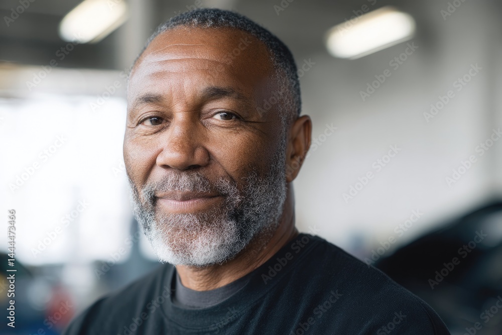 portrait of auto mechanic with blurred background showcasing diverse race age and gender portrait of auto mechanic with blurred background showcasing diverse race age and gender