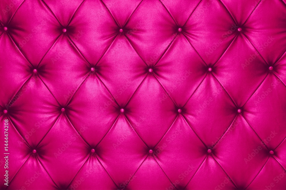 Obraz premium Close up of a vibrant pink tufted fabric with diamond pattern and buttons