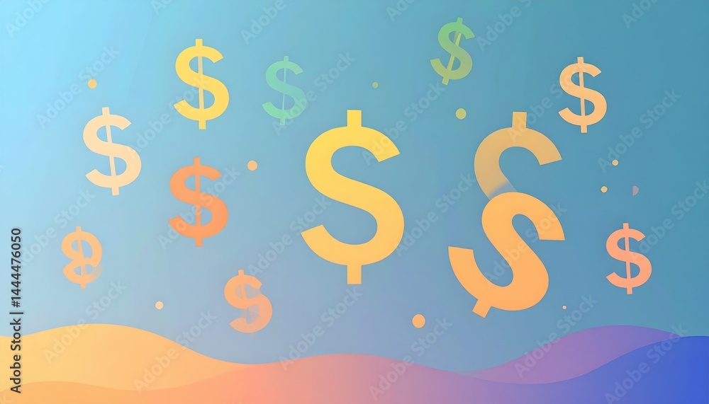 Obraz premium Abstract Colorful Dollar Sign Background Illustration Perfect for Finance Business Concepts Wealth Money Success