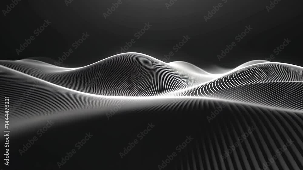 Abstract undulating lines create a sense of movement and depth, monochrome vision Abstract undulating lines create a sense of movement and depth, monochrome vision