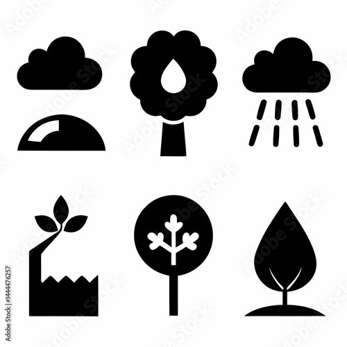 Six Minimalist Icons in Vector Style