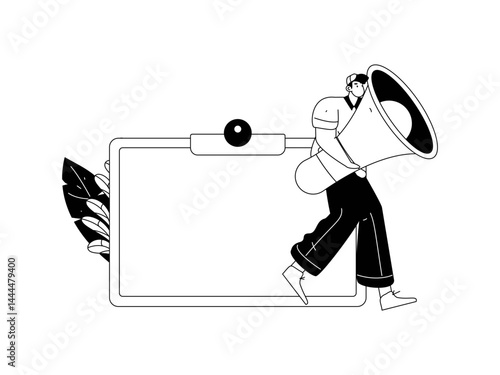 Notification announcement vector creative flat hand drawn illustration
