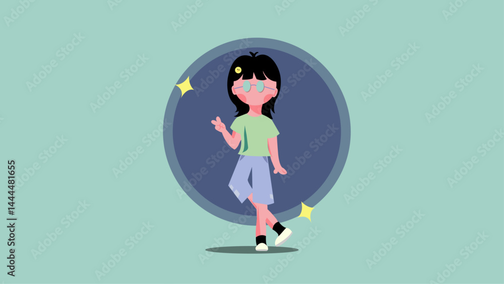 Cute cartoon girl minimalistic vector illustration Cute cartoon girl minimalistic vector illustration