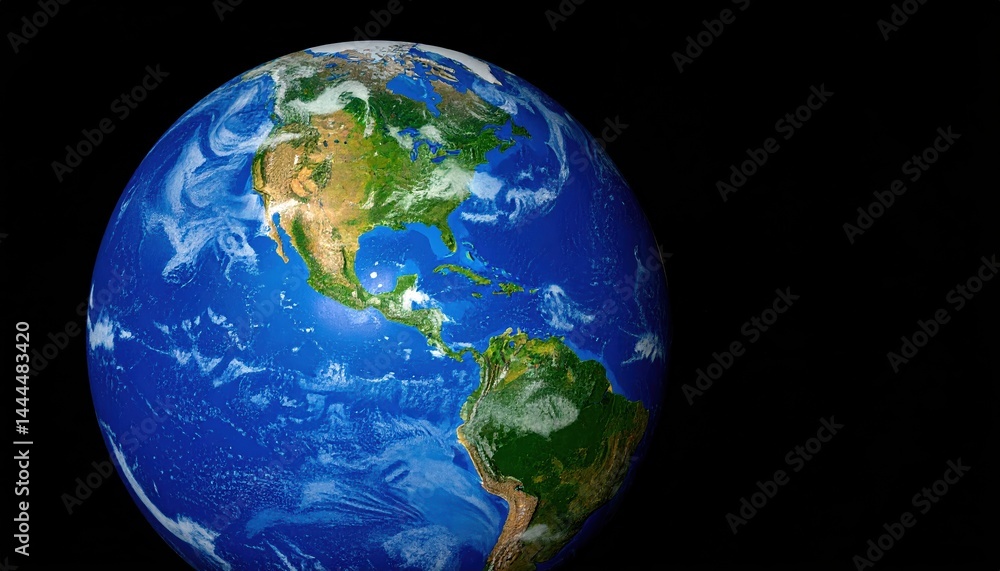 Fototapeta premium Stunning Detailed Earth Globe Image Showing North and South America Continents and Ocean Currents