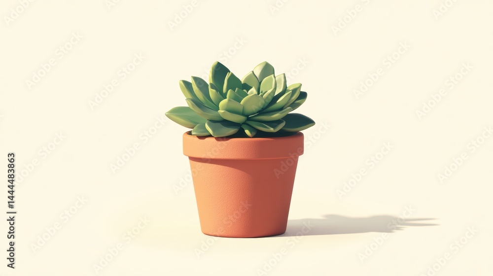 Fototapeta premium A minimalist scene featuring a small potted succulent against a clean white background