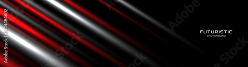 Red white lines techno abstract background on dark space with glowing effect decoration. High speed with stripes style. Modern graphic design element concept for web, flyer, card, or brochure cover