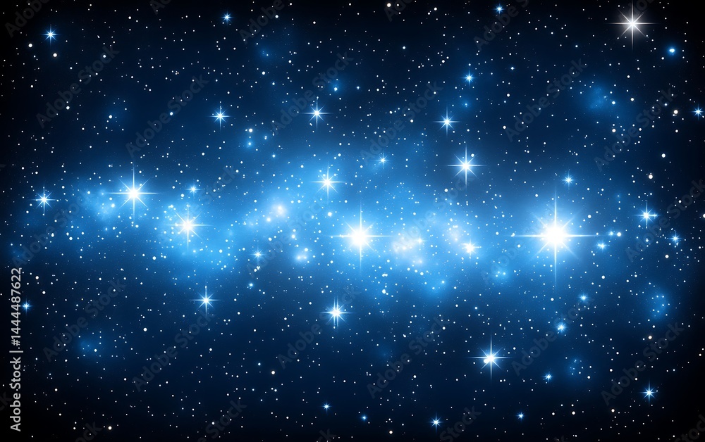 Obraz premium Brilliant constellations illuminate the nocturnal expanse with a blue glow